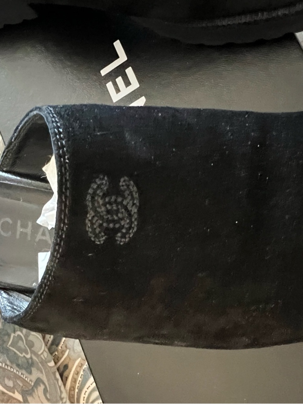 CHANEL Black Suede Slip-On Mules in size 38 - Picture 2 of 5